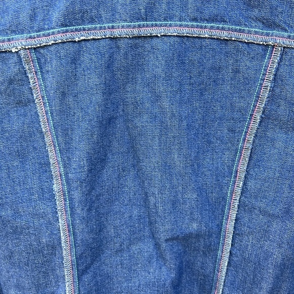 Diesel Denim Jacket With Multicolor Stitching Boho Trucker Festival Sz S - Picture 7 of 7